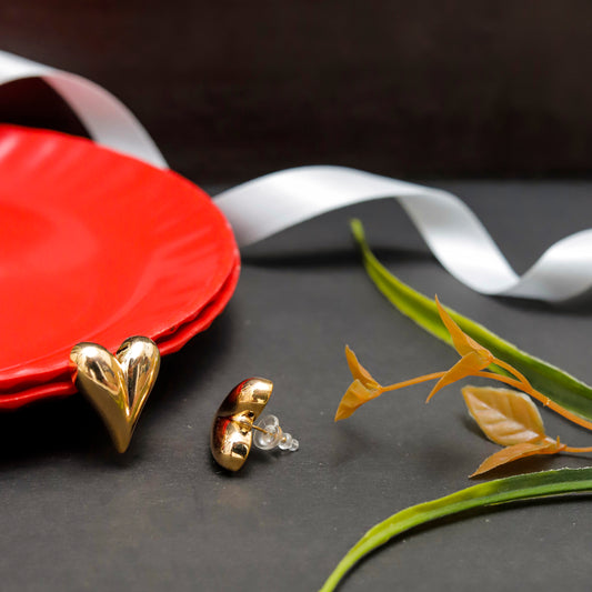 Bold Heart-Shaped Gold Tone Studs