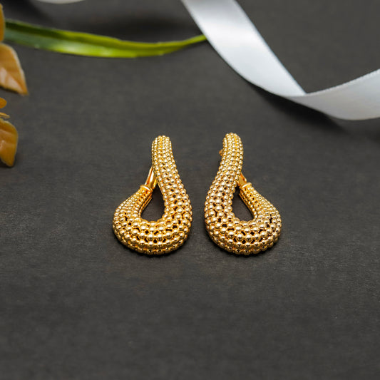 Bold Sculpted Gold Tone Earrings
