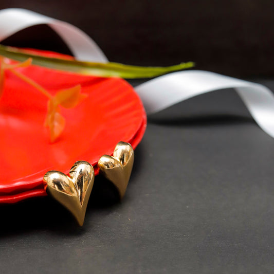 Bold Heart-Shaped Gold Tone Studs