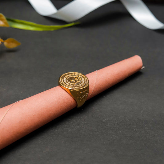 Bold Gold Tone Signet Ring