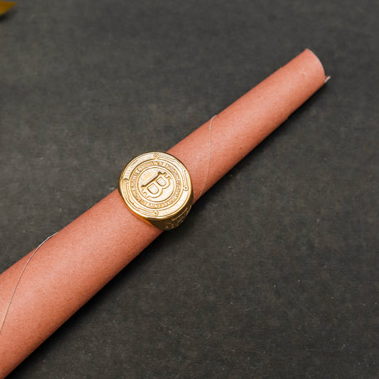 Bold Gold Tone Signet Ring